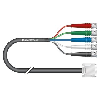 SOMMER CABLE Monitorkabel Transit Mini Flex, 5  x  0,08 mm² | HD-SUB-D / BNC, HICON 0,75m