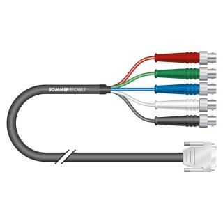 SOMMER CABLE Monitorkabel Transit Mini Flex, 5  x  0,08 mm² | HD-SUB-D / BNC, HICON 0,50m
