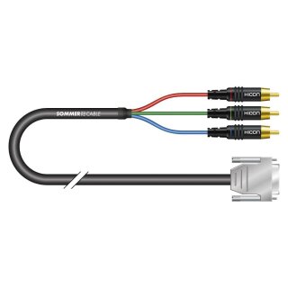 SOMMER CABLE Monitorkabel Transit Mini Flex, 3  x  0,08 mm² | HD-SUB-D / Cinch, HICON 5,00m