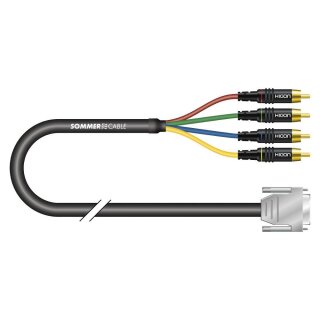 SOMMER CABLE VGA-Kabel Transit Mini Flex, 5  x  0,08 mm² | Sub-D / Cinch, HICON 1,00m
