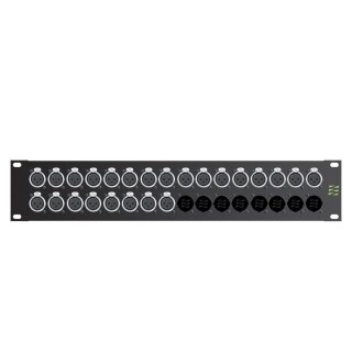 SOMMER CABLE Sommer cable Audio-Steckfeld XLR , 1 HE, 12 BE, XLR 3-pol male/XLR 3-pol female; NEUTRIK; versilberte Kontakte, 2 mm Stahlblech, Farbe: schwarz 24/00