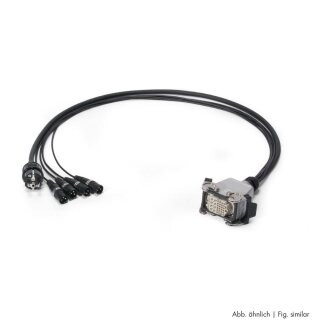 SOMMER CABLE Multicore-Kabel AES / EBU, DMX & Power 02/00 | 2x XLR 3-pol male HICON + Schuko-Stecker | Multipinbuchse | Scuba + Rubberflex | 1,00m