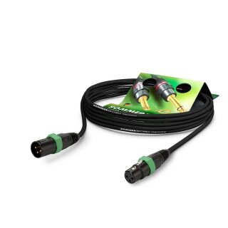 SOMMER CABLE Mikrofonkabel SC-Square 4-Core MKII Highflex, 4 x 0,20 mm² | XLR / XLR, NEUTRIK 0,50m | schwarz | grün