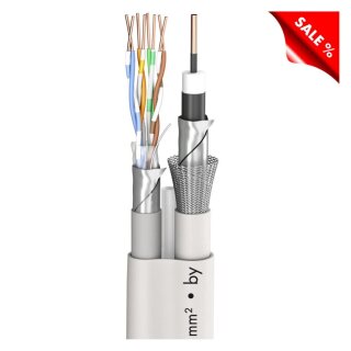 SOMMER CABLE SAT-Kabel HD Hybrid, 120dB, longlife SC-Astral-LLX; Video: 1 x 1,13/5,00; 1 x CAT.5e; PVC; 14,3 x 9,7 mm; weiß